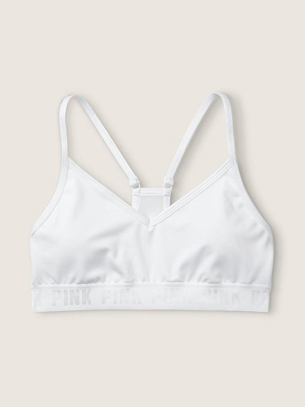PINK Victoria's Secret White Logo Elastic Seamless Bralette 💪🏼💕